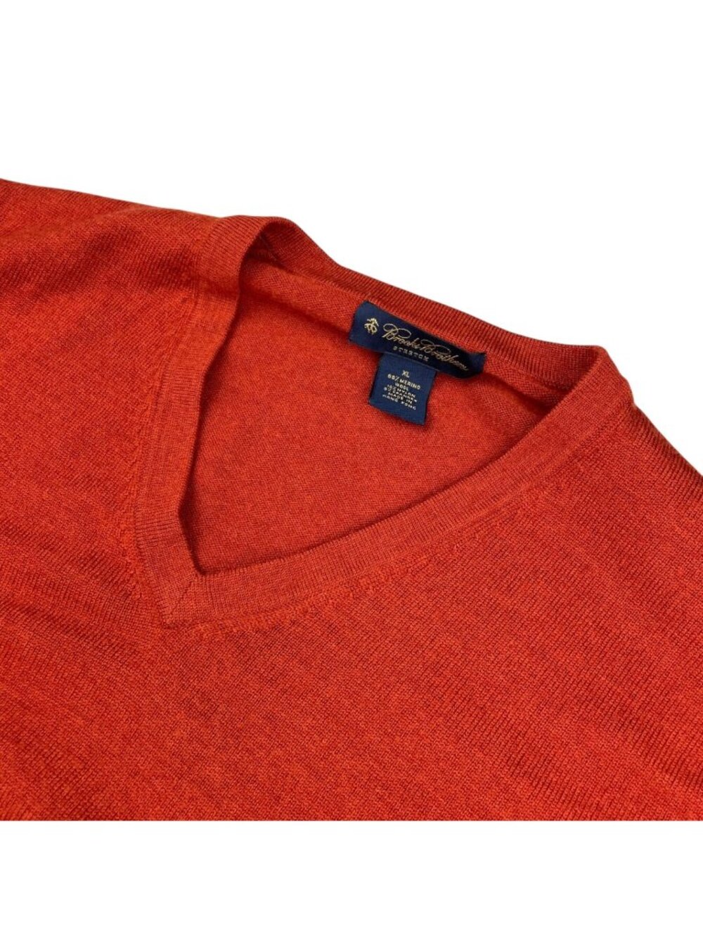 Brooks Brothers Men's Wool/Nylon Stretch V-Neck Pullover Sweater Brick Red • XL